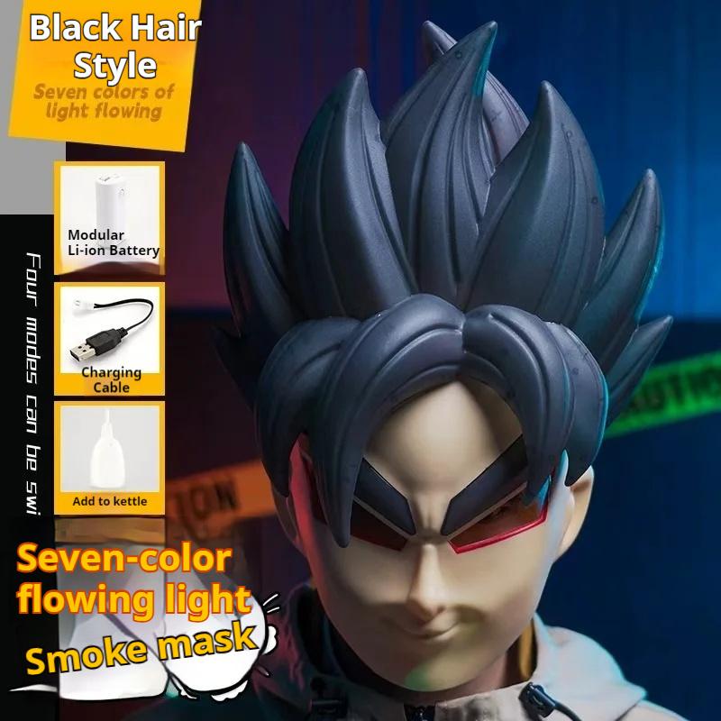 Hot Saiyan Glowing Mask Dragon Ball Glowing Mask Colorful Lights Fog Effects Creative Cosplay Goku Props Headgear Anime Fan Gift