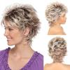 Gradual Gray White Short Curly Hair Set for Middle-aged and Elderly People