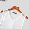 INCERUN Summer Men Sleeveless Split Lace Up Vest See Through Tank Tops