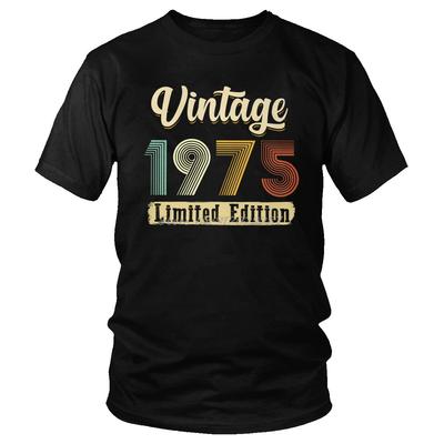 Классическая винтажная футболка 1975 года для мужчин, с коротким рукавом, подарок на день рождения, футболка, повседневная футболка, мягкий хлопок, приталенная, топы, одежда