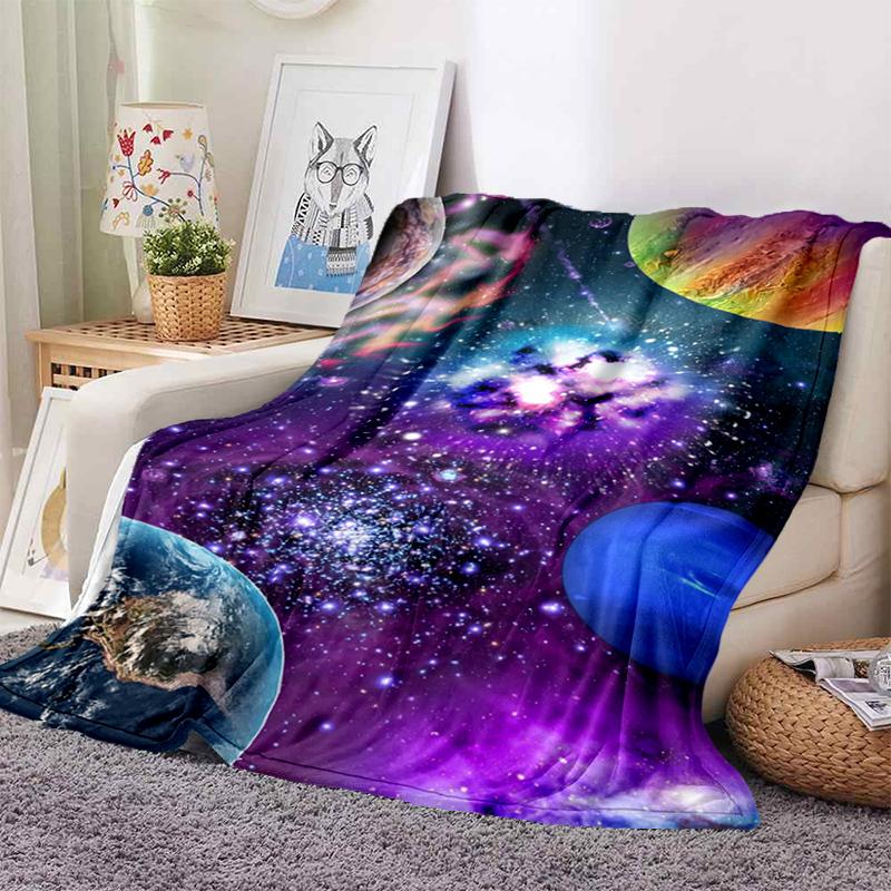 Одеяло для комнаты Galaxy Stars, ультралегкое мягкое плюшевое фланелевое одеяло для дивана-кровати, лучшие офисные подарки
