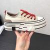 Platform low-top canvas shoes women's spring and summer new thick baseplate shoes butterfly muffin shoes McQueen canvas platform shoes