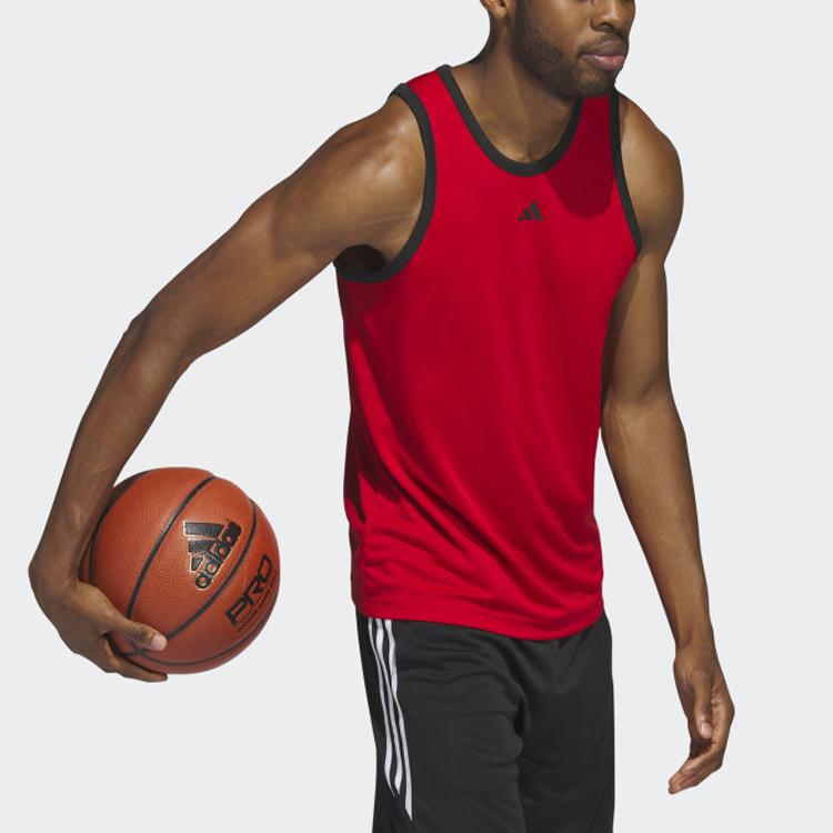 adidas Майка-топ Legends Basketball с тремя полосками, цветной блок с логотипом, спортивная майка без рукавов с круглым вырезом, мужские топы, малиновый IC2461