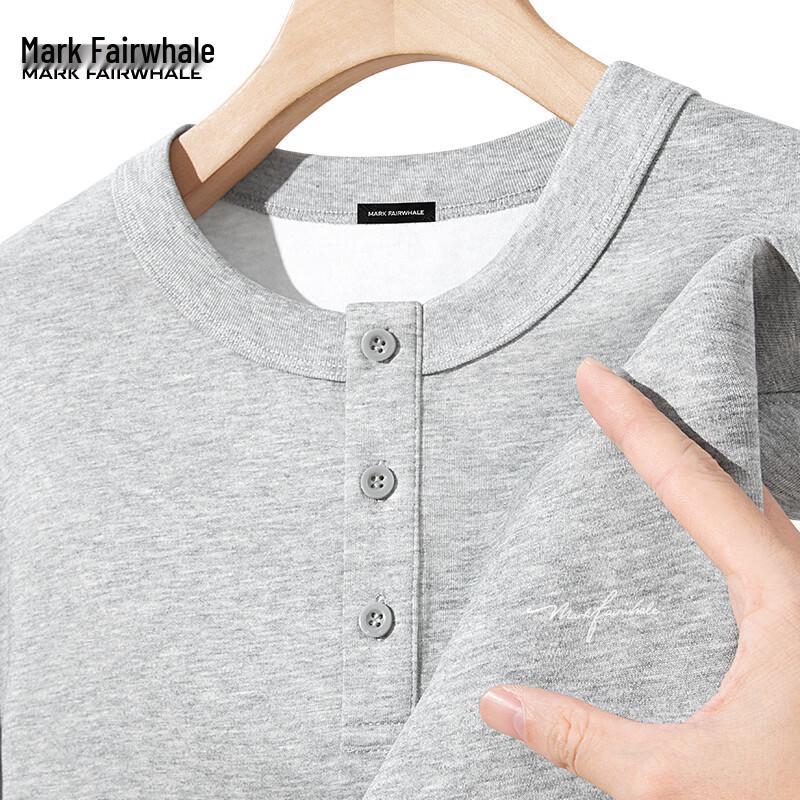 Mark Fairwhale Унисекс корейский стиль свободный крой футболка-henley с длинным рукавом
