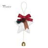 Hanging Holiday Decor Glitter Star Bell Ornaments, Sequin Decoration with Bow Pine Sparkly Party Decorations Cone, Christmas Tree Pendant for