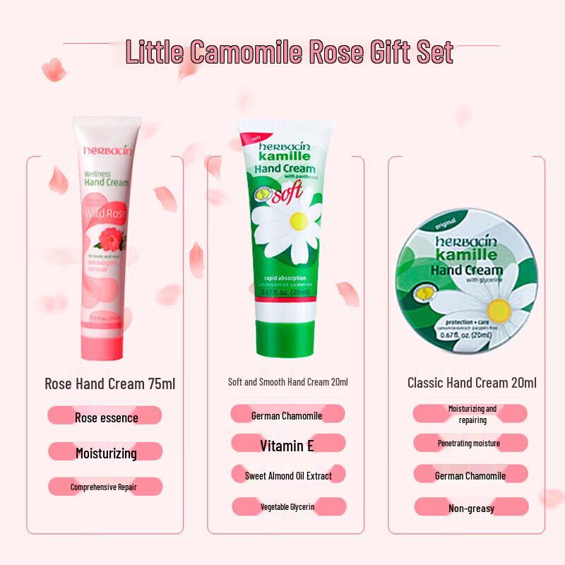 HERBACIN Little Chamomile Hand Cream Rose B Gift Set