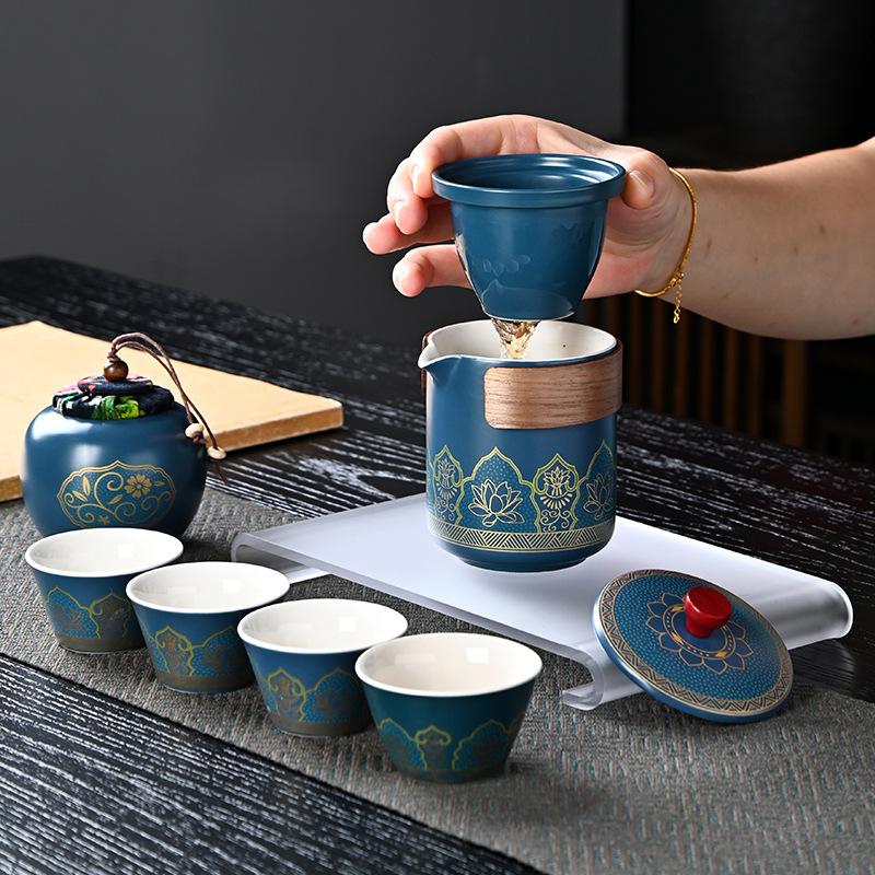 Dehua tea set, high-end and high-grade ceramic teapot with gift box, gift accompaniment, customized a complete set of ancient rhyme