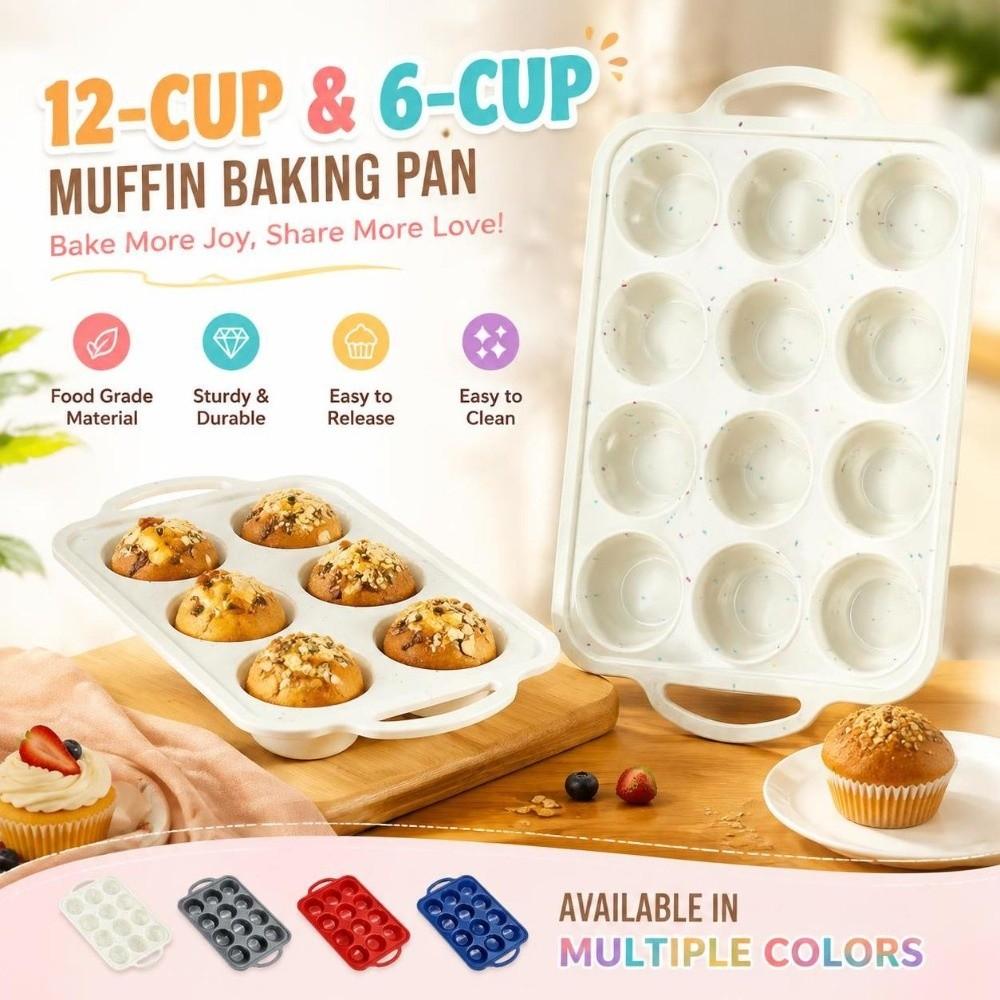12-Cavity Silicone Cake Molds 6-Cavity Easy Release Molds Durable Baking Molds Oven Use