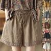Женские модные повседневные полые вязаные крючком прямые шорты из хлопка и льна в стиле ретро