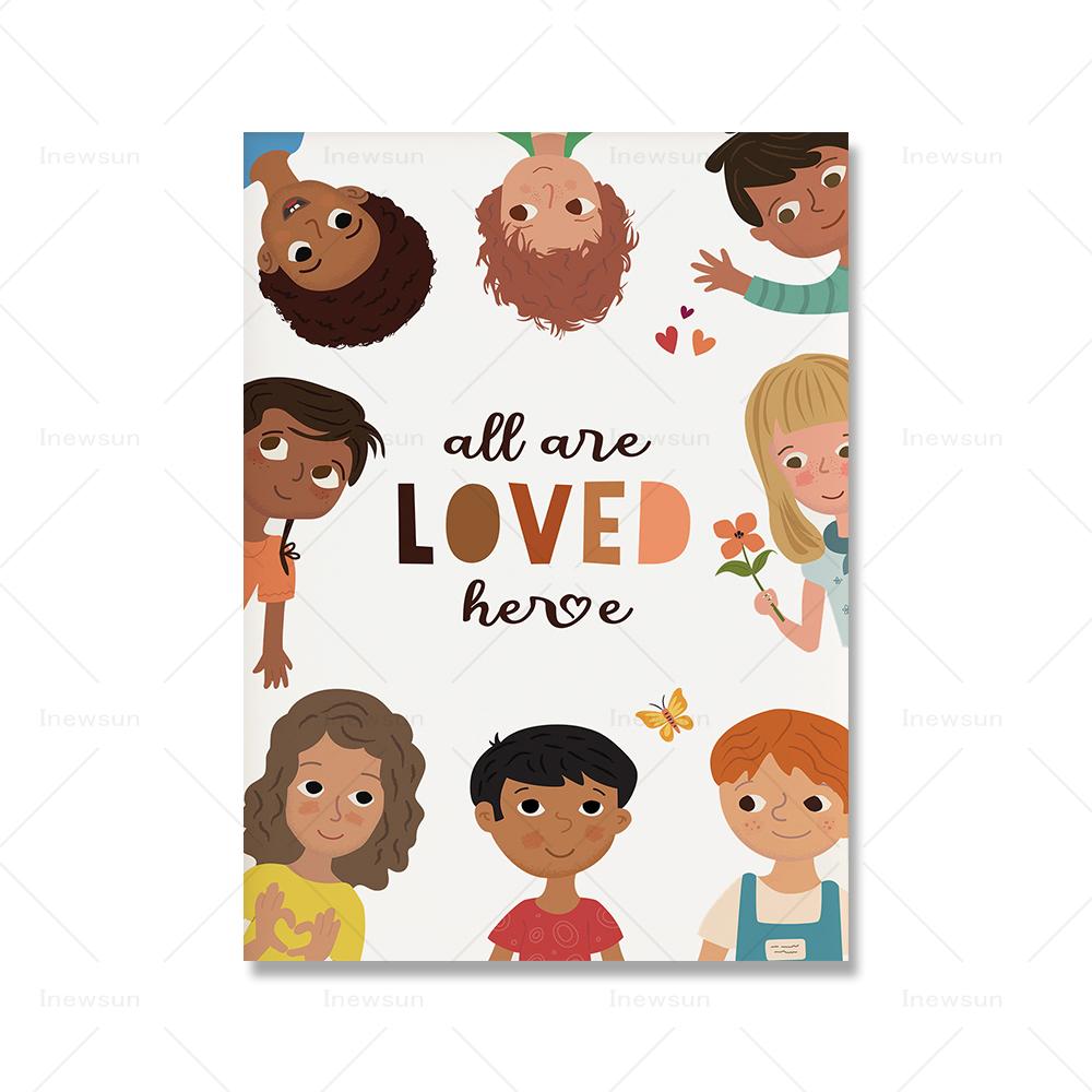 Инклюзивный класс Искусство Разнообразие Плакат Человеческое Равенство Принты Дети Настенная Картина На Холсте Любимая Доброта Декор Класса Картины
