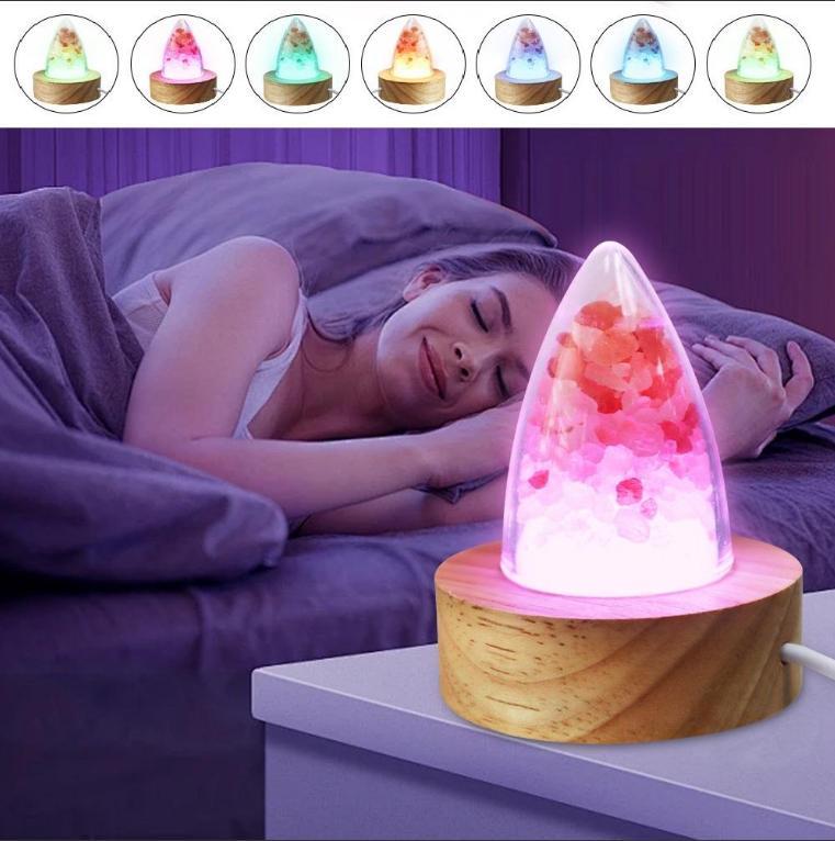 USB Himalayan Salt Lamp with 8 Colors Changing • Natural Crystal Salt Rock • Safe Low Voltage (5V) • Perfect Gift & Mood Lighting