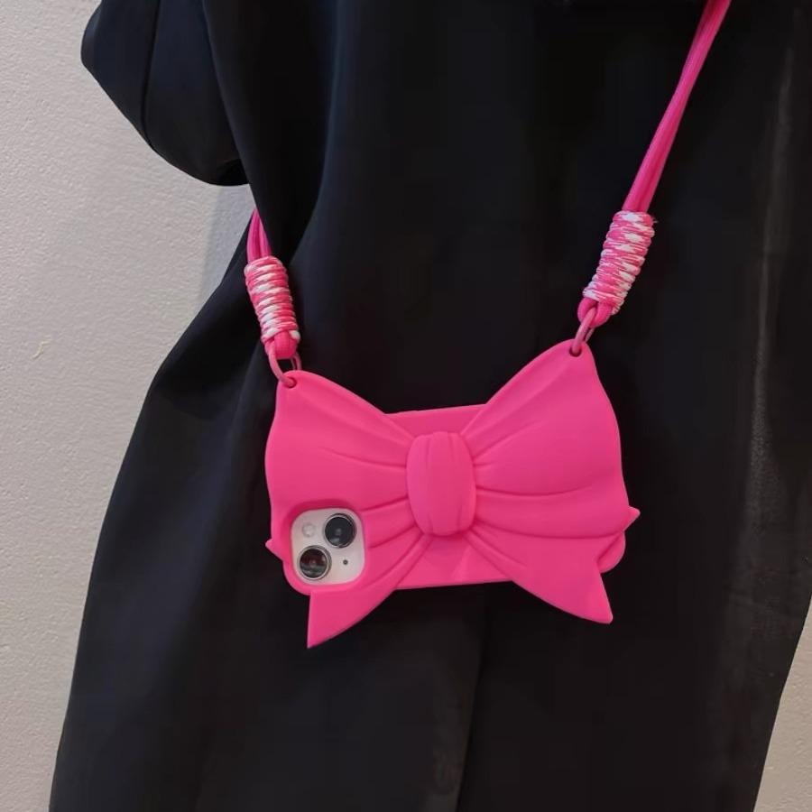 Подвесной трос Барби Роза Красный бант подходит для iPhone 15 Promax 14 чехол для телефона силиконовый девушка новый