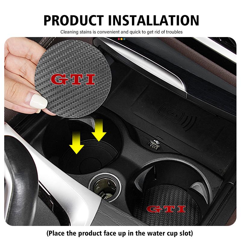 2026 Hot For VOLKSWAGEN VW 2pcs Car Water Cup Holder Mat Anti Slip Insert Coasters Pads For Volkswagen Golf 4 5 6 7 GTI Tiguan P