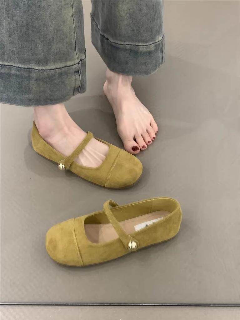 Туфли в стиле ретро с неглубоким горлом для девочек 2025 года, весна и осень, новые французские туфли с мягким плоским дном и надписью «Мэри Джейн»