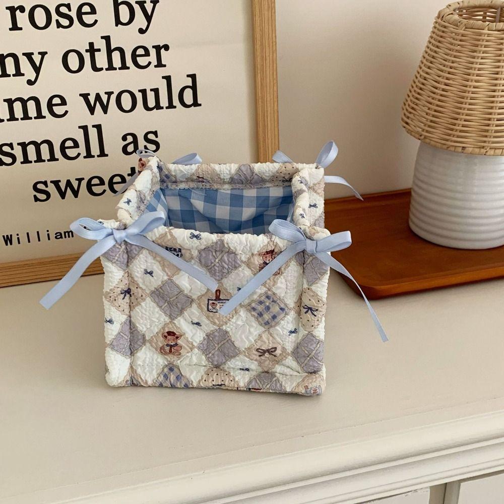 Square Storage Box Bear Pattern Organizer Box New Desktop Storage Basket  Home Decoration