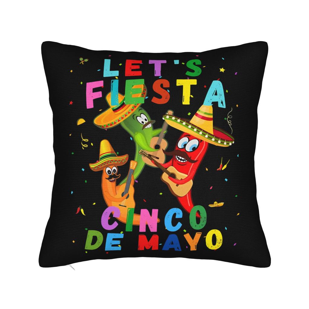 Let'S Fiesta Party Printed Pillow Case Mexican Amigo Cinco De Mayo Sombrero Morden Pillow Cover Soft Pillowcases