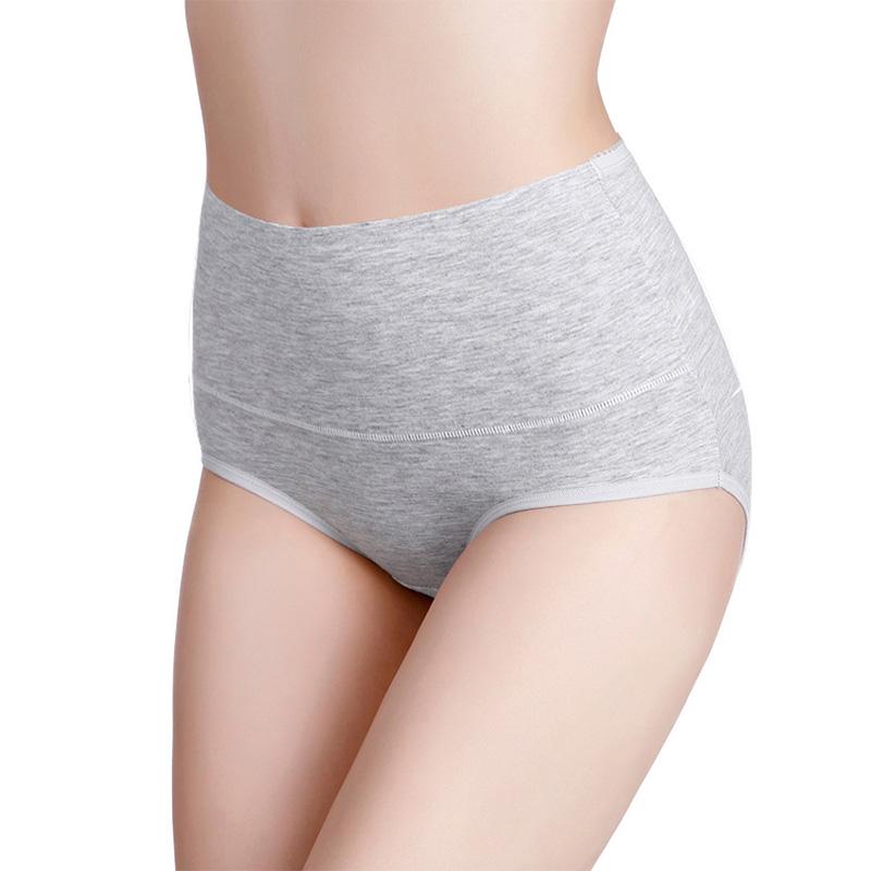 Women Plus Size Solid Color Cotton Briefs Underwear High Waist Panties Cotton Underpants Lingerie