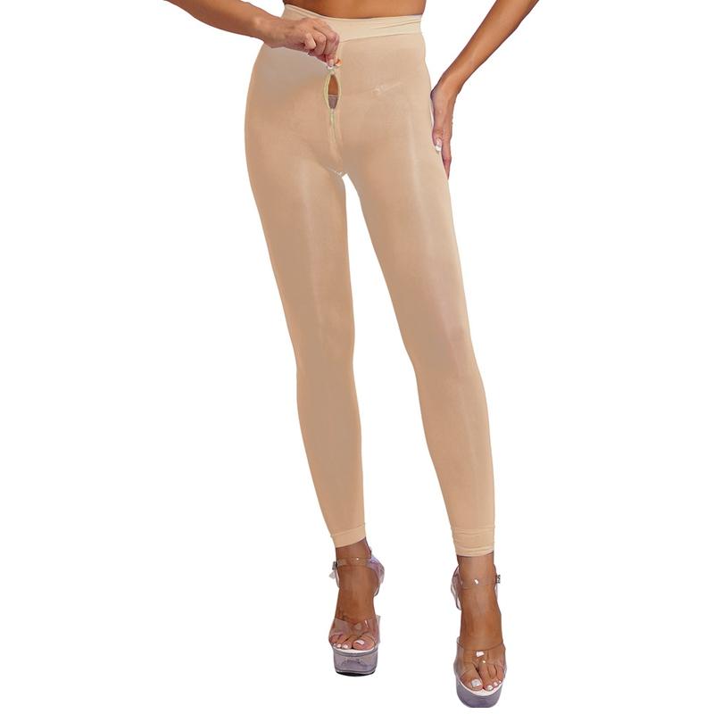 Женские прозрачные эластичные прозрачные колготки с застежкой-молнией и эластичным поясом, леггинсы