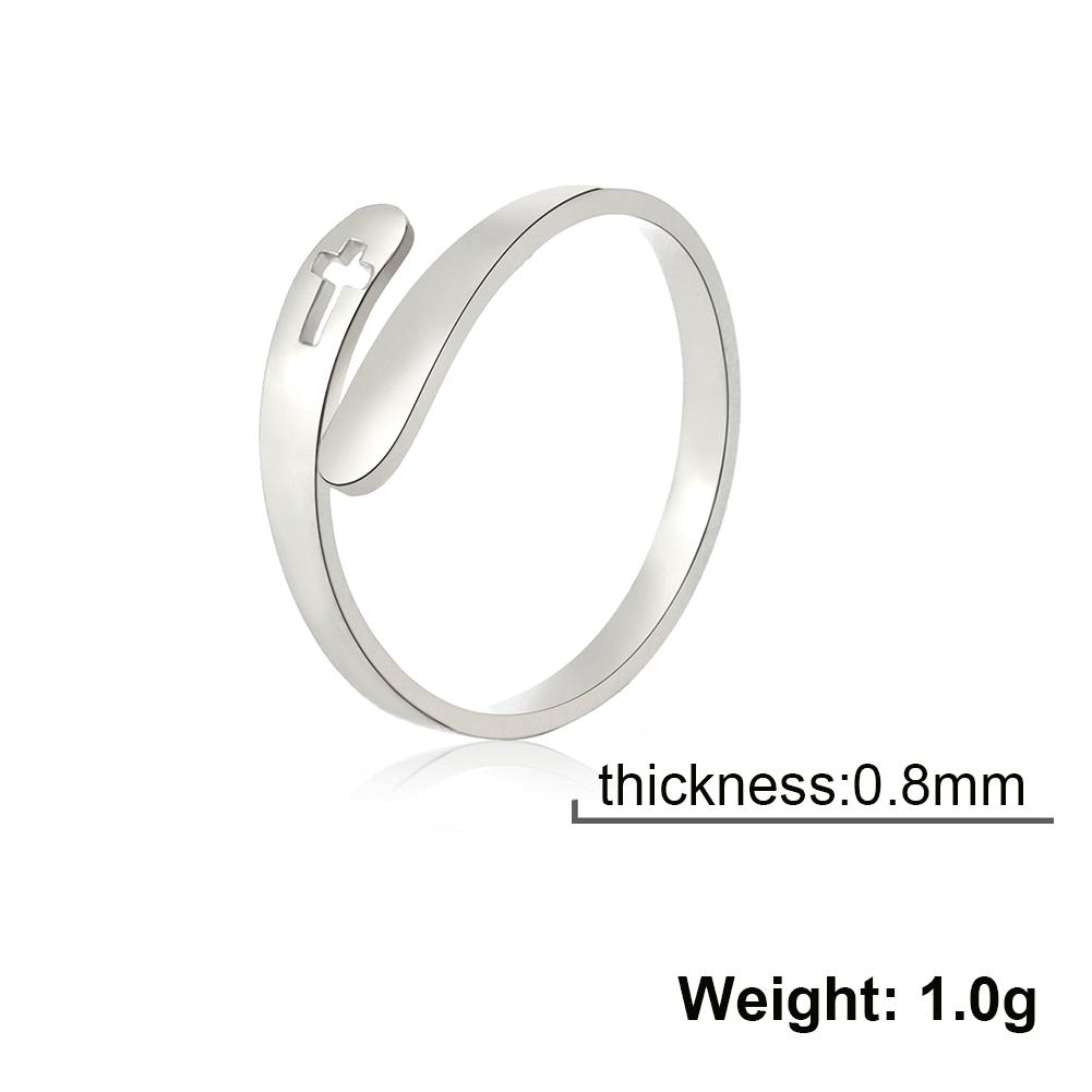 Christian Cross Ring for Women Men Stainless Steel Minimalist Adjustable Finger Rings Jewelry Lover Gift