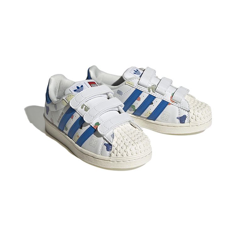 LEGO x adidas Superstar CF J Кирпичики и Фигурка - Белый Королевский Синий Детские Кроссовки Обувь-Белый Прозрачный-Белый IF2201