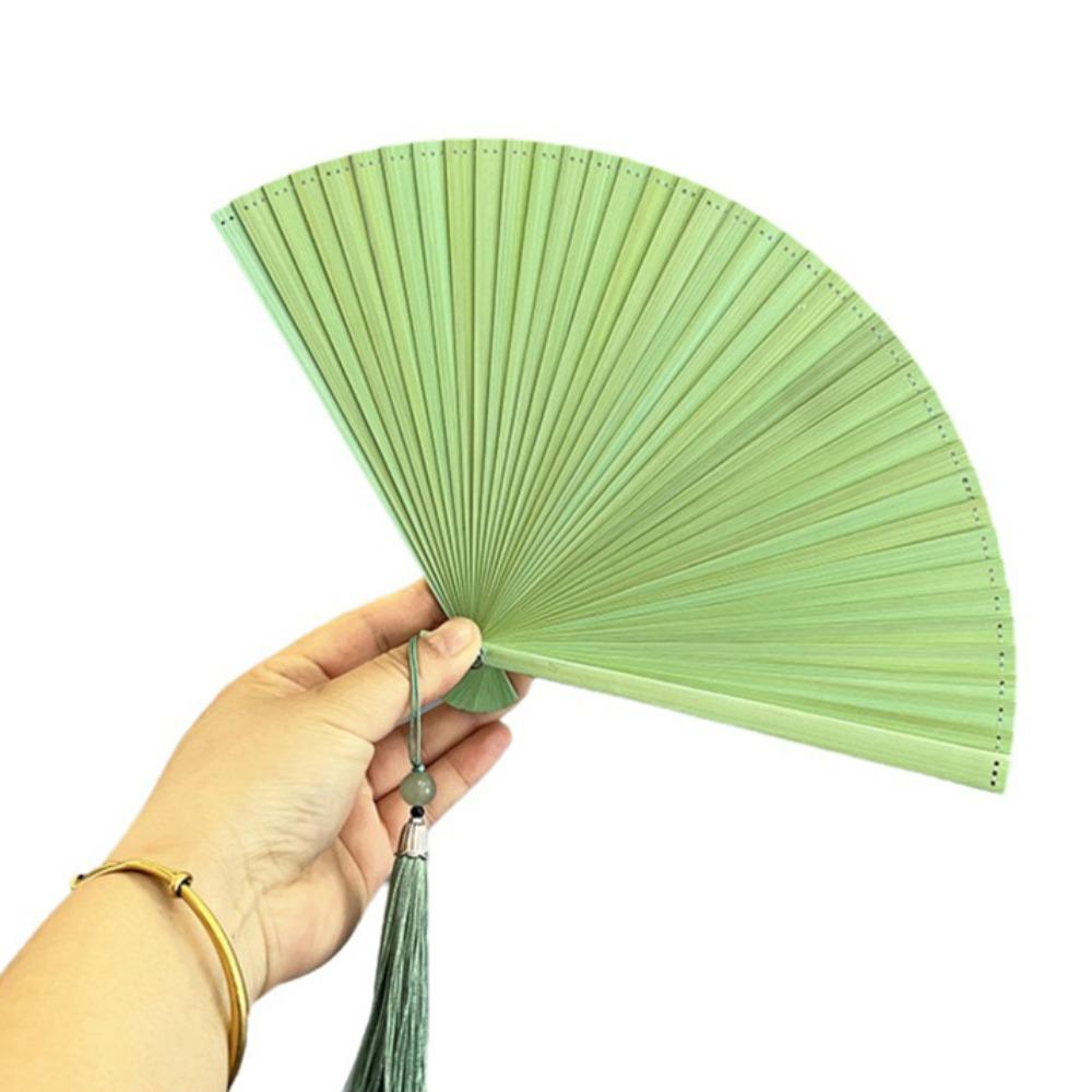 Chinese Style Tassel Folding Fan Solid Color Kimono Fan Elegant Handheld Fans Wedding Party Decor