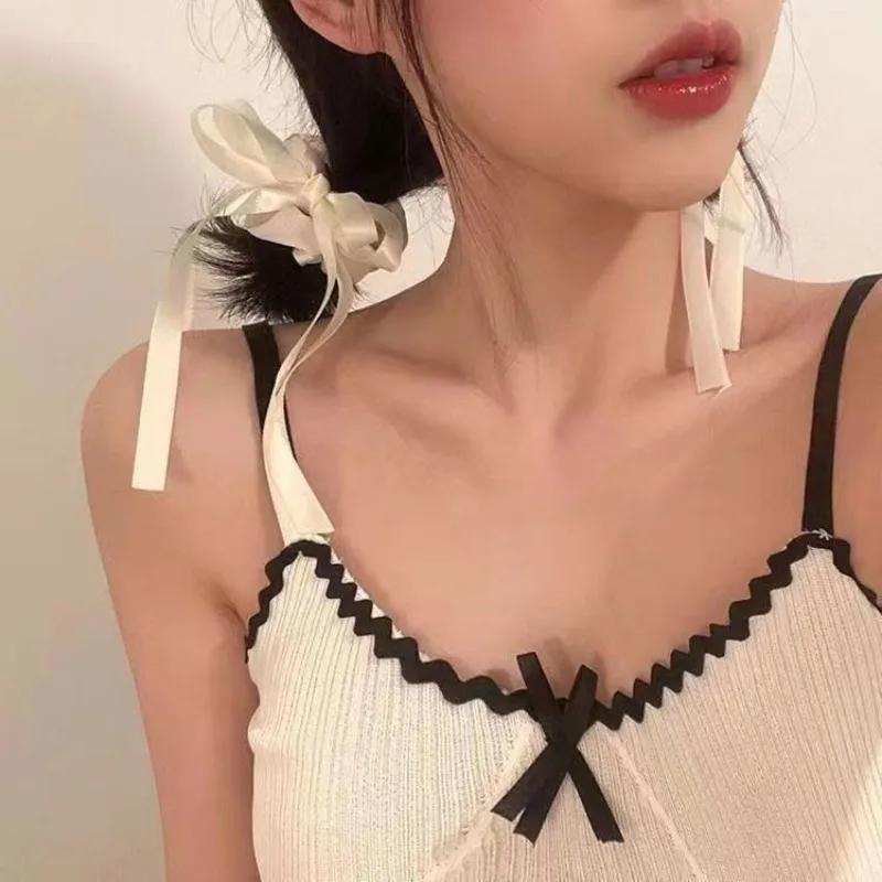 Korean Bow Streamer Hair Ring Women's Fashion Simple and Versatile Scrunchie Outdoor Hair Accessories