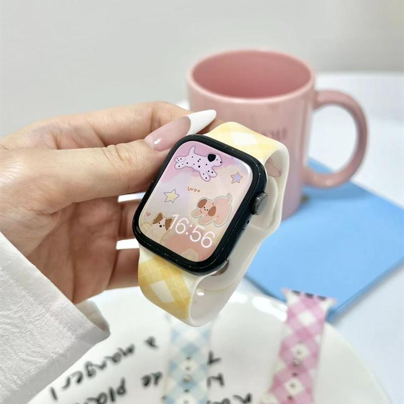 Милый мягкий силиконовый ремешок цвета конфет для Apple Watch Band 49 мм 45 мм 41 мм 44 мм 40 мм 42 мм браслет для умных часов iWatch Series 10 9 8 7 6 Ultra/Ultra2