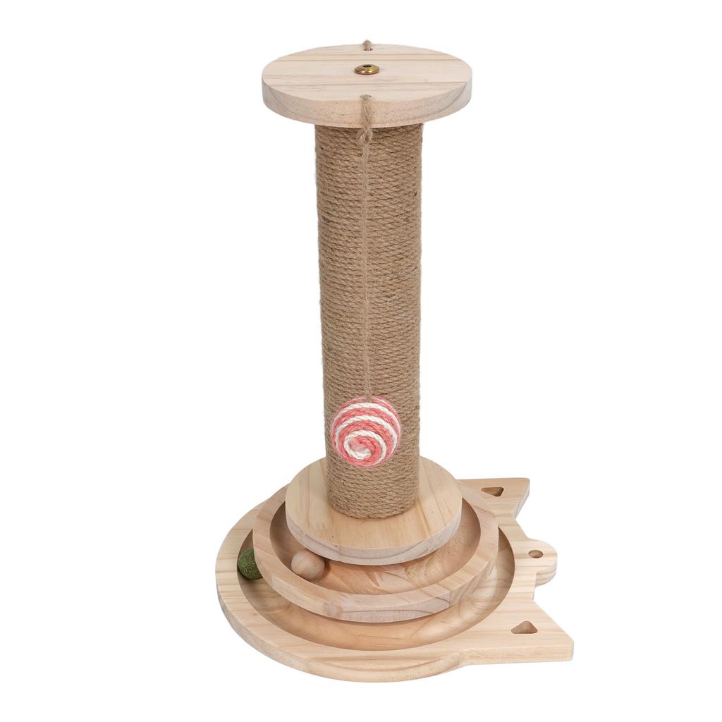 Деревянная когтеточка, интерактивная, снижает скуку, способствует физическим упражнениям, игрушка с вращающимся диском и шариком для