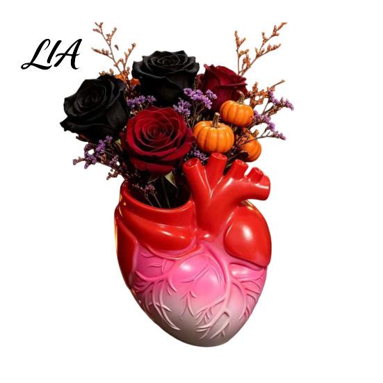 Durable Enamel Planter Hand Holding Human Heart Organ Vase, Gothic Anatomical Shaped Halloween Party Decoration Spooky Desktop Flower Pot for