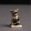 Old Brass Solid Lion Lucky Fortune Seal Desktop Decoration Auspicious Keychain Pendant(1PCS)