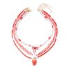 Romantic Heart Pearl Choker Necklace With Cherry And Strawberry Charms For Girls