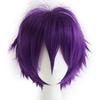 30cm Cosplay Short 20 Cosplay Dark Brown Men's Wig, Hair, Colors, Handsome, Fluffy, Wig, (Purple)