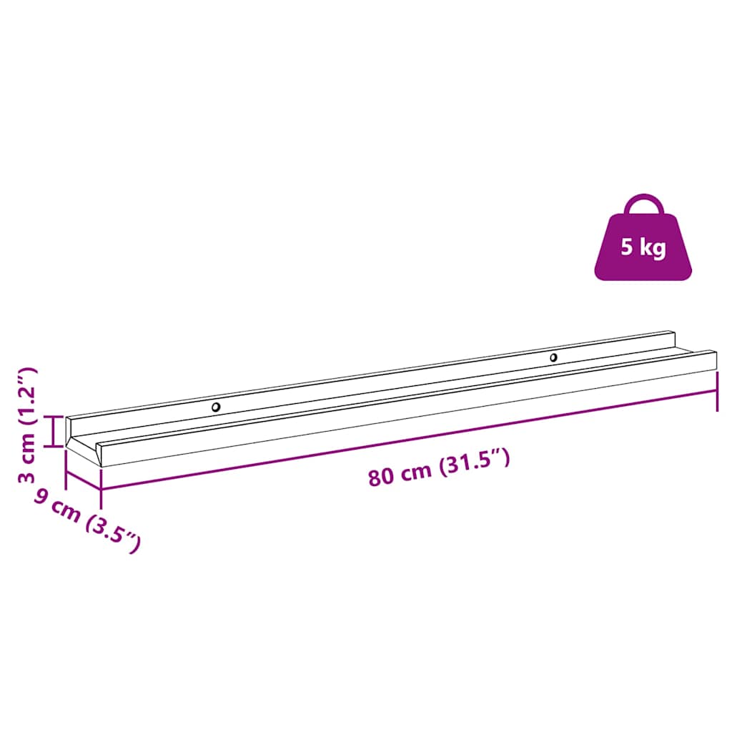 Wall Shelf with Shelf 2 pcs Red 80 x 9 x 3 cm Particleboard