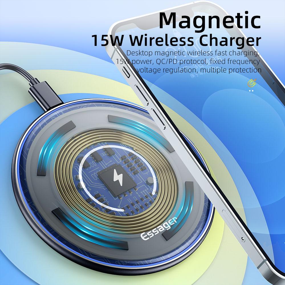 Essager 10 Вт/15 Вт Qi Беспроводное зарядное устройство для iPhone 13 12 11 Pro Xs Max X Индукционная быстрая беспроводная зарядная панель для Samsung Xiaomi