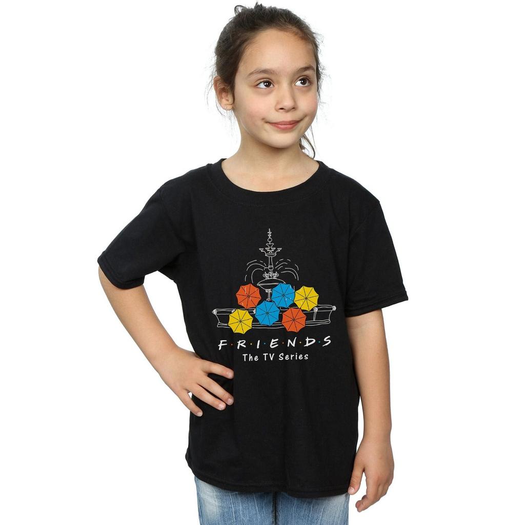 Friends Girls Fountain And Umbrellas Cotton T-Shirt