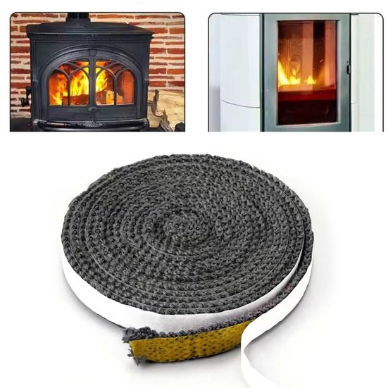 10/12/15MMx2M Стекловолоконная уплотнительная лента для каминной дверцы, самоклеящаяся, высокотемпературная, для дровяной печи
