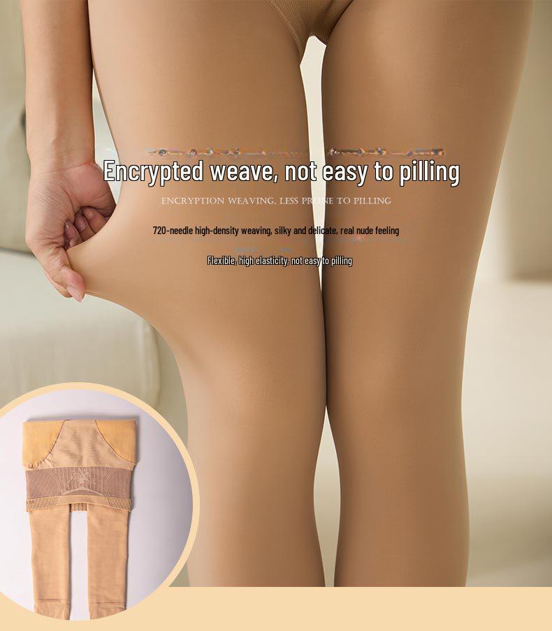 Колготки Flower Fairy Warm Nude Plus Velvet Open Crotch - Леггинсы большого размера для осени и зимы