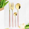 16 шт. Зеркальный розовое золото Набор столовых приборов из нержавеющей стали Нож Кофейная ложка Вилка Набор посуды Западные кухонные столовые приборы