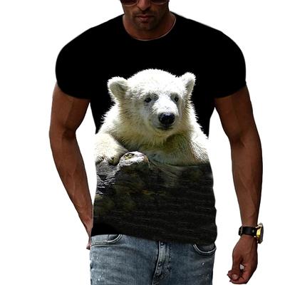 Летняя мода Polar Bear Image Мужская повседневная футболка с 3D-принтом в стиле хип-хоп с круглым вырезом и короткими рукавами