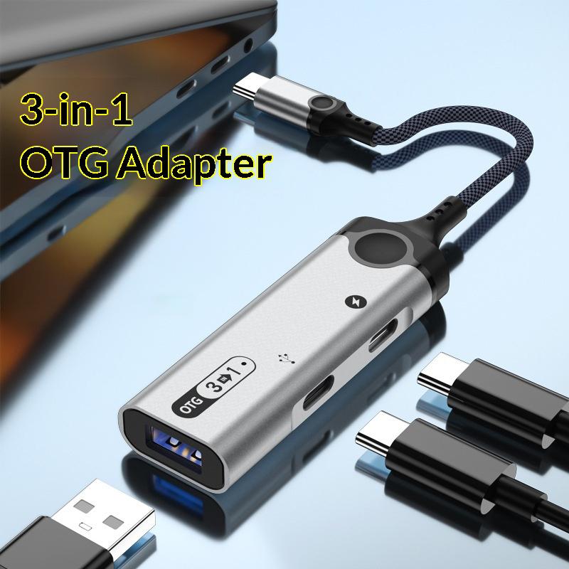 MH374 3 in 1 OTG Adapter Type-C to USB Converter for Android Phones/Fast Charging/Card Reader