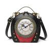 Retro PU Shoulder & Crossbody Handbag with AA Battery-Powered Walking Clock (Women's Bag D002#)