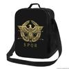 Retro Roman Empire Emblem Insulated Lunch Bag for Coat of Arms Gladiator Imperial Golden Eagle Leakproof Cooler Thermal Lunch