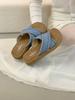 Женские вязаные тапочки на толстой подошве с перекрестными ремешками, летние, в стиле ретро, нишевые туфли Boken с открытым носком, пляжные, для отпуска, крутые тапочки