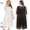 8XL Plus Size European & American Women's Evening & Bridesmaid Pocket Lace Dress SQ134