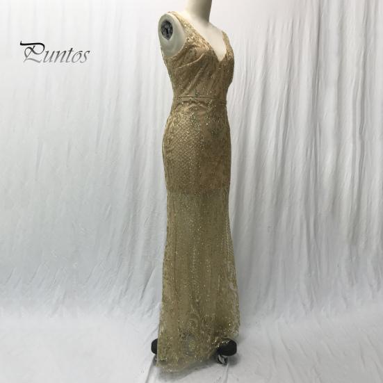 Women Evening Dress Deep V Neck Slim Fit Backless Sleeveless Shiny Sequin Fishtail Hem Floor Length Maxi Dress Prom Party Ball Gown