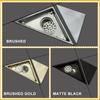 Brushed Gold Floor Drains Triangle Shower Drainage Bathroom Deodorant Invisible Black Floor Drain Strainer Cover Waste Grate
