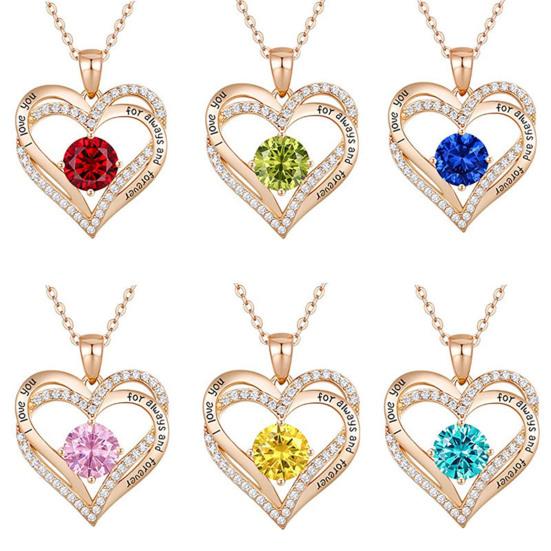 Shining Adjustable Women Necklace Gift Forever Love Heart Pendant Necklace Jewelry Accessories