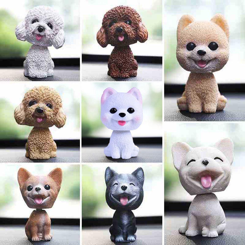 1PC 8 Styles Car Interior Resin Nodding Puppy Car Swing Toys Dashboard Ornament Shaking Head Dog