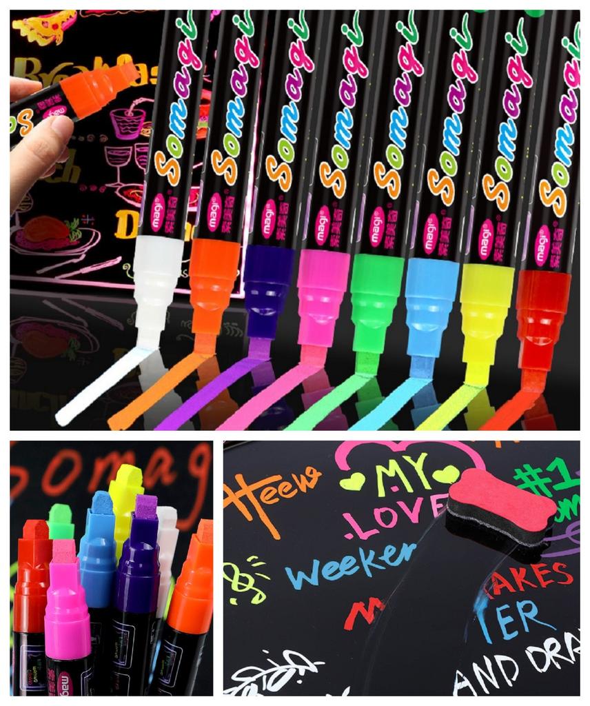 8 Colors Erasable Liquid Chalk Marker Pen Blackboard Whiteboad Window Glass Sign