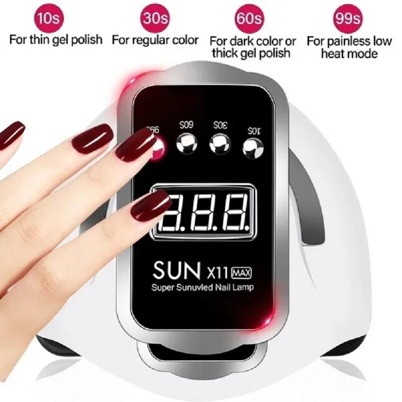 НОВАЯ УФ-светодиодная лампа SUN X11 Max, сушилка для ногтей, умная сенсорная лампа для ногтей, 66 светодиодов, УФ-лампа, гель-лак, полоски для ногтей, ЖК-дисплей, профессиональная лампа для ногтей